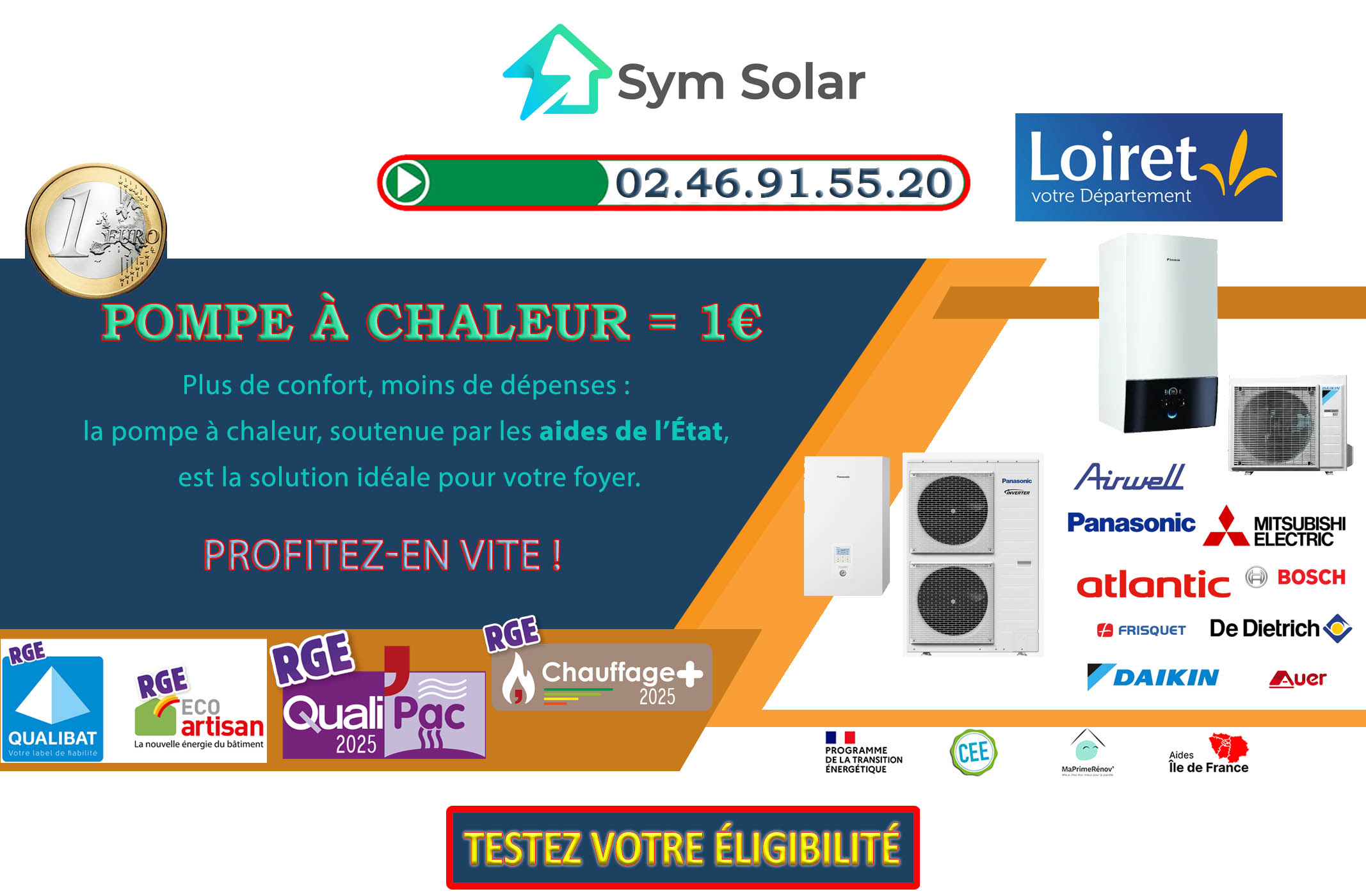 Pompe à chaleur 1 euro Orléans